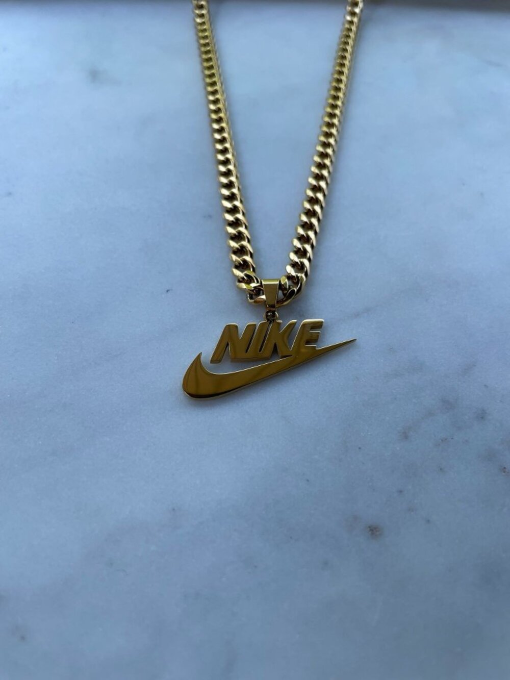 Nike Necklace - Nike Swoosh - 5mm Cuban - 22" Cuban Chain - Y2K - Unisex